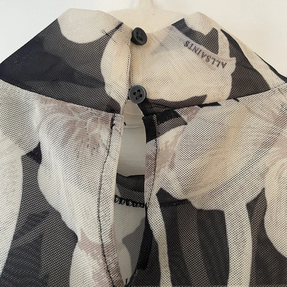 All Saints Black and Cream Floral Bodysuit - Picture 3 of 5